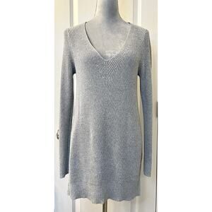 Old Navy Womens Pullover Sweater Tunic Fanny V Neck Ribbed LS M Cozy Warm Winter